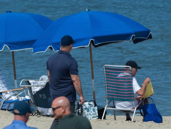 US President Joe Biden sits on the beach in Cape Henlopen State Park in his home state of Delaware. Picture: AFP