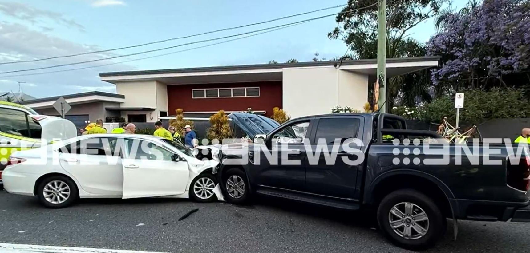 Broncos star Ezra Mam was hospitalised after being involved in a car crash in Brisbane on Friday night. Picture: 9 News Queensland