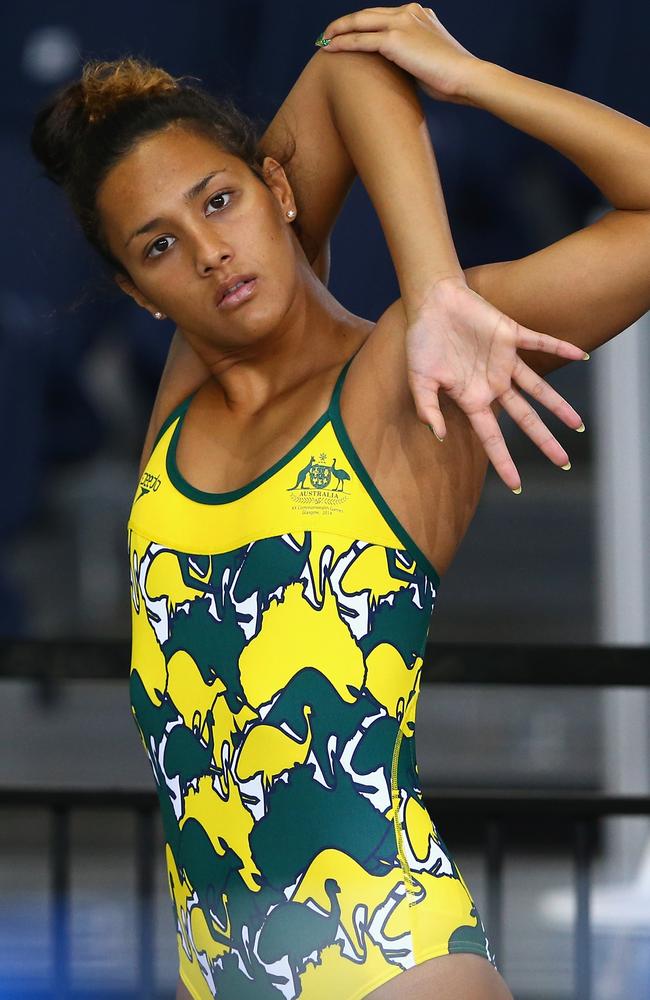 Where’s Tassie? Kotuku Ngawati wearing the offending swimsuit. Photo by Quinn Rooney/Getty Images