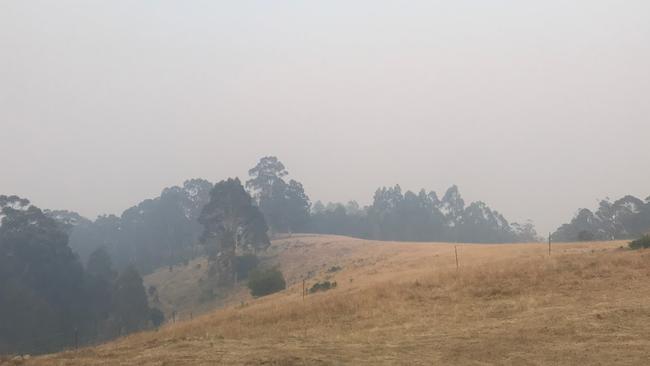 Bushfire smoke shrouding the Huon Valley. Picture: DAVID KILLICK