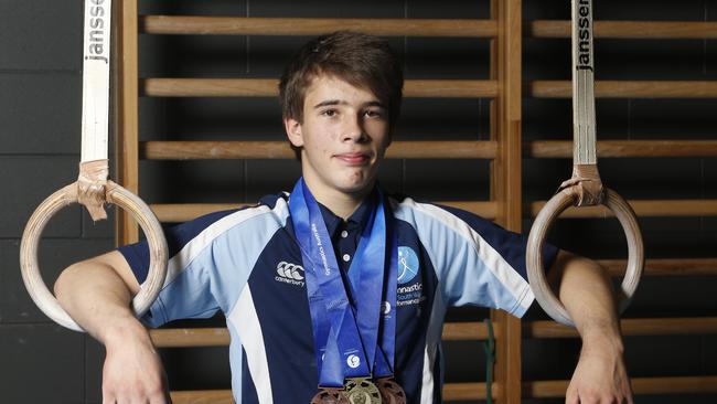 Gymnast Jack Hall has won various state, nationla and international titles. Picture: David Swift