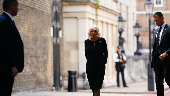 Britain's Camilla, Queen Consort, returns to Clarence House from Buckingham Palace in London on September 10. Picture: AFP