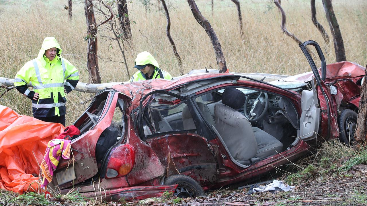 Police said the car had been travelling at an ‘exceptionally high speed’ before crashing into a tree. Picture: NCA NewsWire / David Crosling