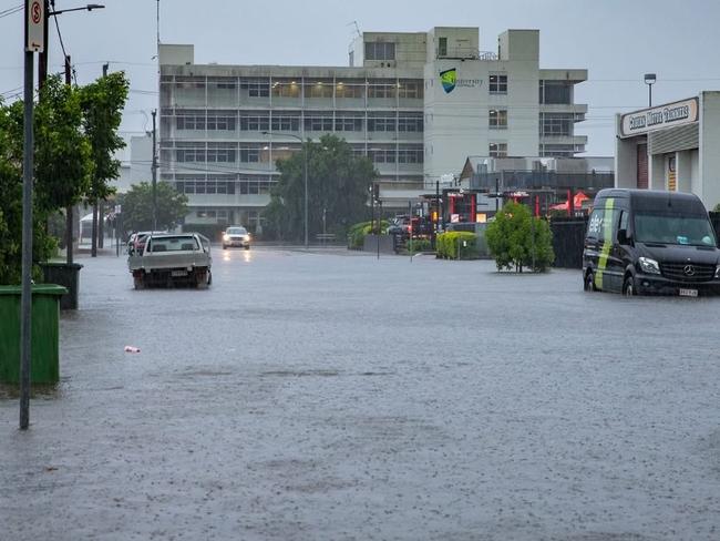 Flash flooding in Mackay after 100mm of rain in the 21 hours to 6am on Tuesday. Picture: Mackay Weather Chasers