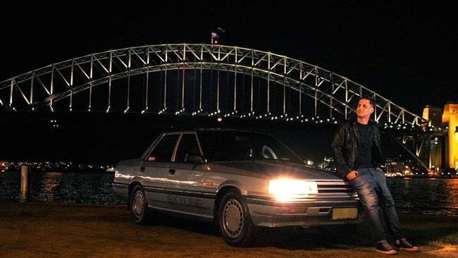 David Johnstone with a Nissan Skyline at McMahons Point. Picture: Instagram/supplied