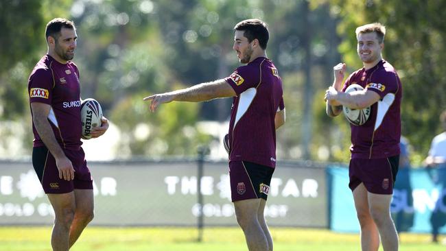 Cameron Smith and Ben Hunt in camp in 2017. Picture: AAP