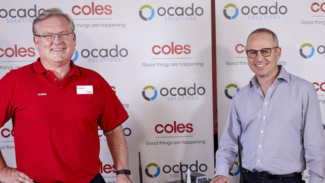 Coles' Steven Cain and Ocado CEO Tim Steiner