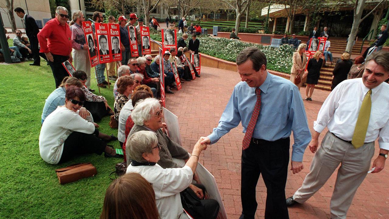 SA politician Mike Rann meeting people at Colonnades during the 2008 election campaign.