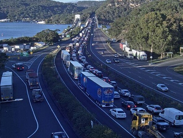 Traffic on the Hawkesbury River Bridge after a serious crash on Thursday morning. Picture: Live Traffic NSW
