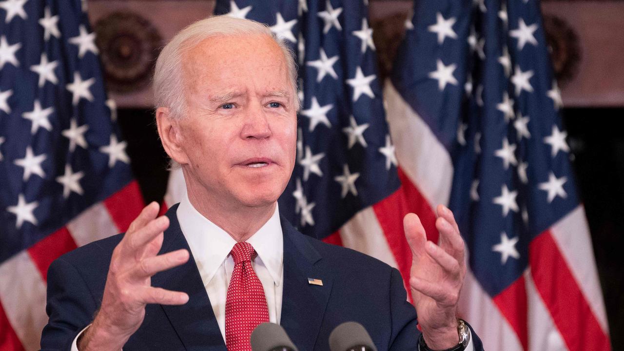 Democratic presidential candidate and former vice president Joe Biden speaks about unrest across the country, describing George Floyd’s death a wake-up call for the nation. Picture: Jim Watson/AFP.