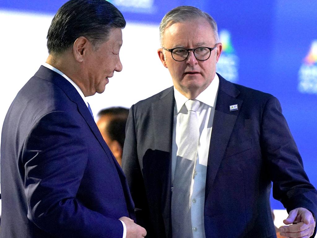 China's President Xi Jinping talks with Australia's Prime Minister Anthony Albanese during the Asia-Pacific Economic Cooperation (APEC) Summit in San Francisco, California, U.S. November 17, 2023. Picture: REUTERS/Loren Elliott