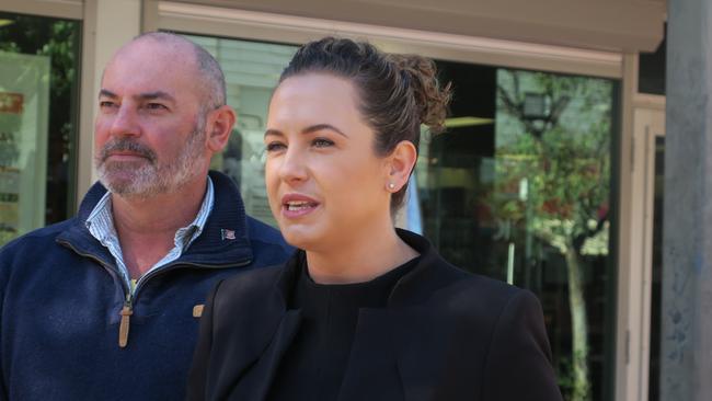 Namatjira MLA Bill Yan and CLP Leader Lia Finocchiaro said there was no doubt the significant downturn was due to the impact of crime. Picture: Laura Hooper.