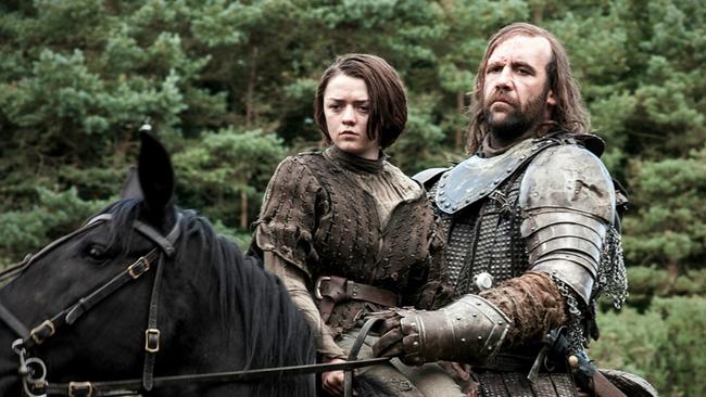 On-screen pair ... Maisie Williams as Arya Stark and Rory McCann as Sandor ‘The Hound’ Clegane.