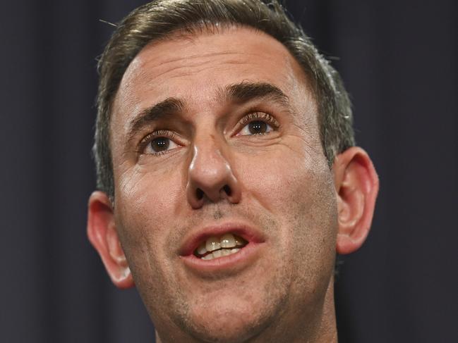 CANBERRA, AUSTRALIA, NewsWire Photos. DECEMBER 5, 2023: Treasurer Jim Chalmers holds a press conference on interest rates at Parliament House in Canberra. Picture: NCA NewsWire / Martin Ollman