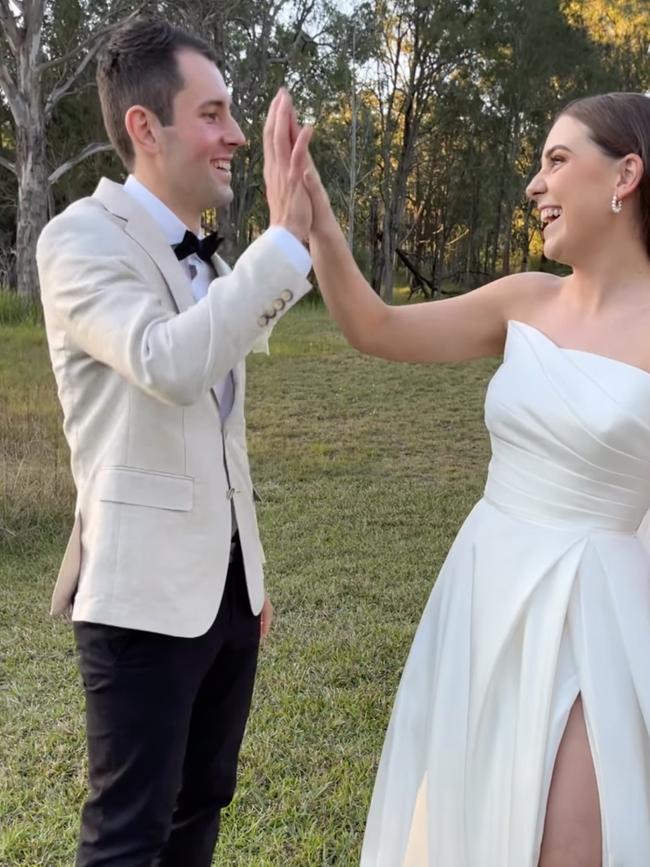 Bride and groom Mitchell Gaffney and Madeleine Edsell