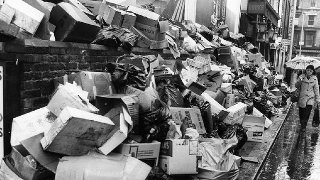 The results of a garbage collectors’ strike in London during the 1970s. Picture: Getty Images