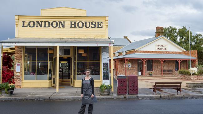 Heart of town: Jayne Newgreen out the front of the Talbot Provedore and Market Square. Picture: Zoe Phillips