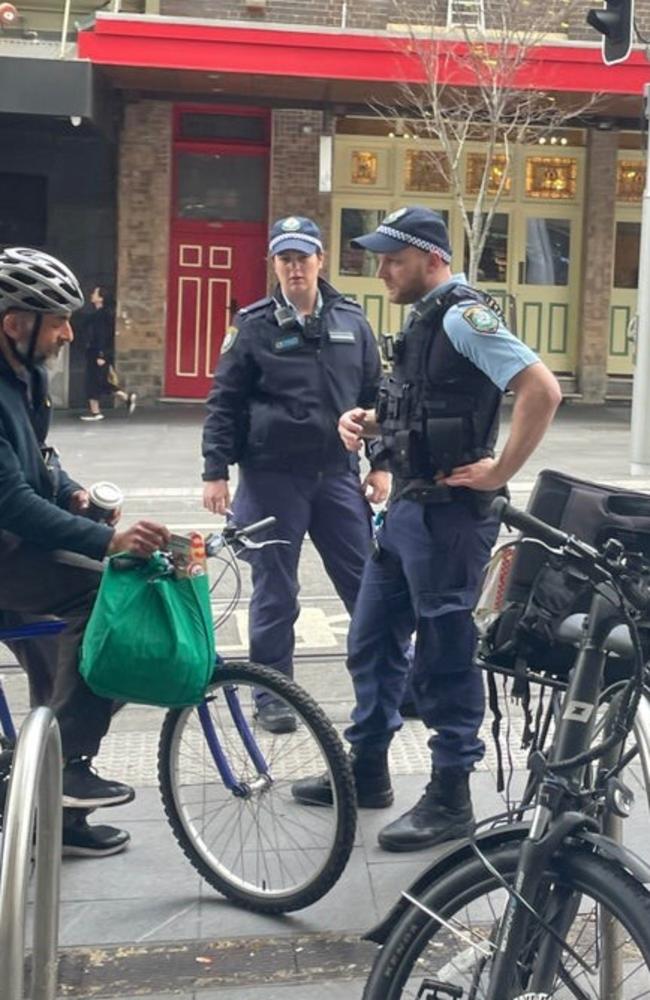 Despite being a no riding zone, George Street is fitted with bike racks. Picture: Reddit