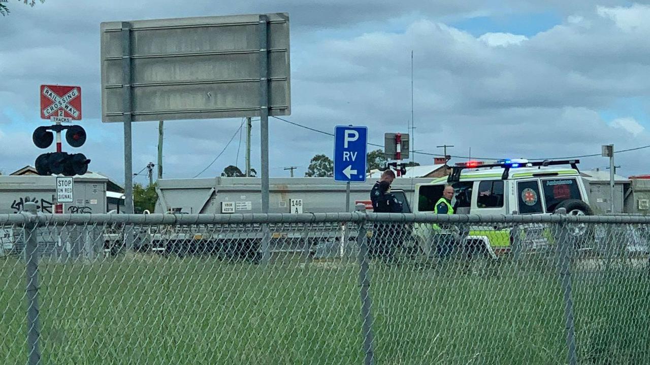 Emergency services rushed to a reported train and car collision in Dalby. Picture: Sam Turner