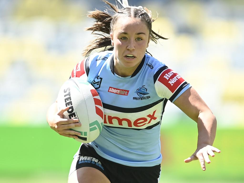 Jada Taylor was taken off the field. Picture: Ian Hitchcock/Getty Images