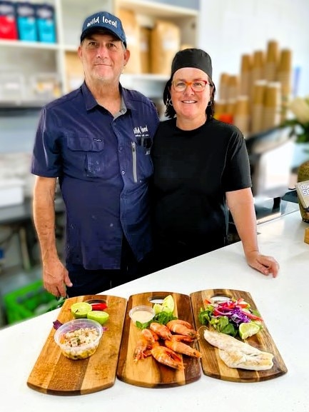 Wild Local seafood supplier and gourmet fish-and-chip restaurant owners Bec and Dom Zaghini. Picture: Cameron Bates