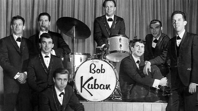 One-hit wonders Bob Kuban and the In-Men. Kuban is on drums; Walter Scott in kneeling in the foreground. Picture: supplied