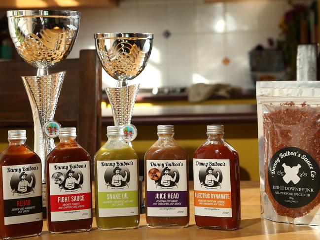 The Danny Balboa's collection includes five sauces and a meat rub. Picture: Hamish Blair