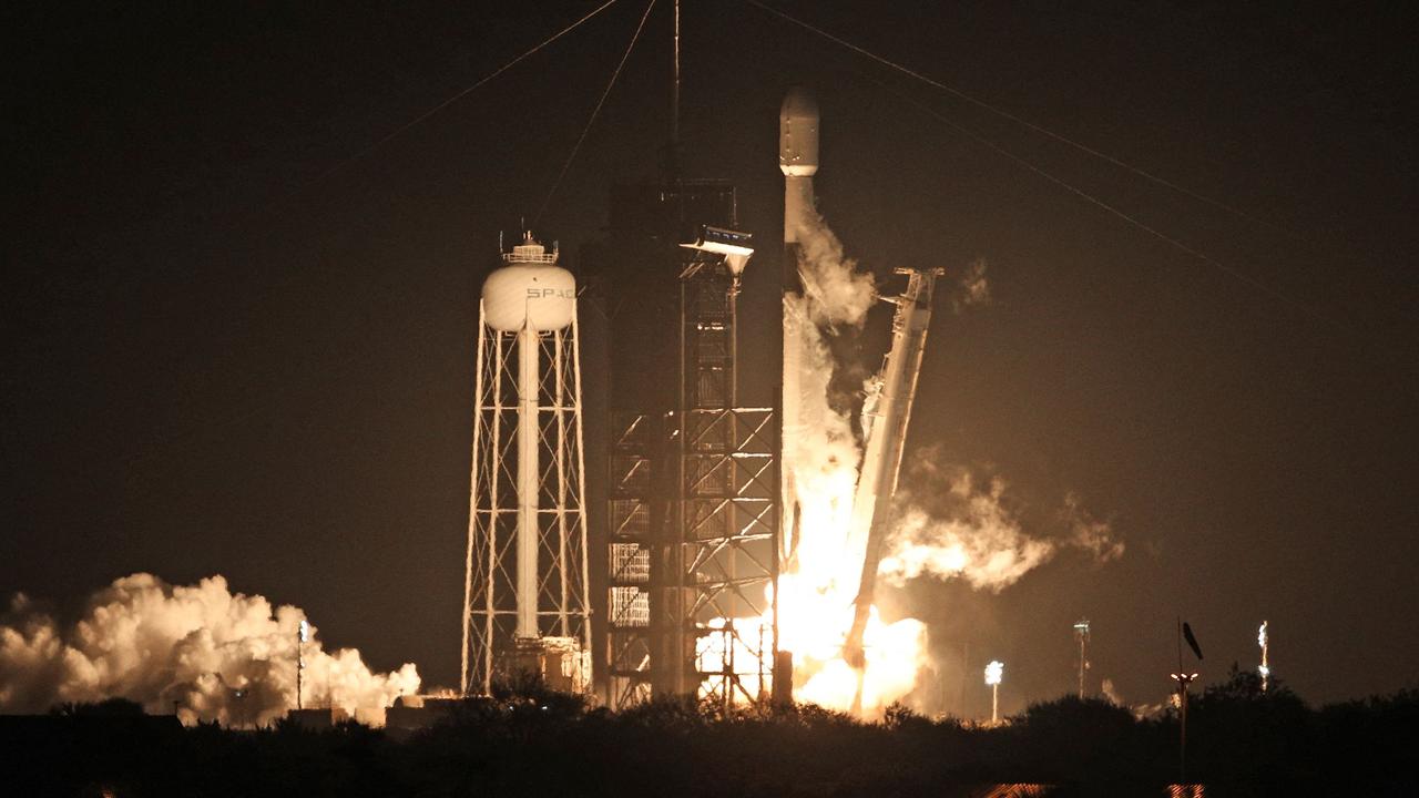 The SpaceX Falcon 9 rocket lifts off with the Odysseus lander on its journey to the moon. Picture: Gregg Newton/AFP