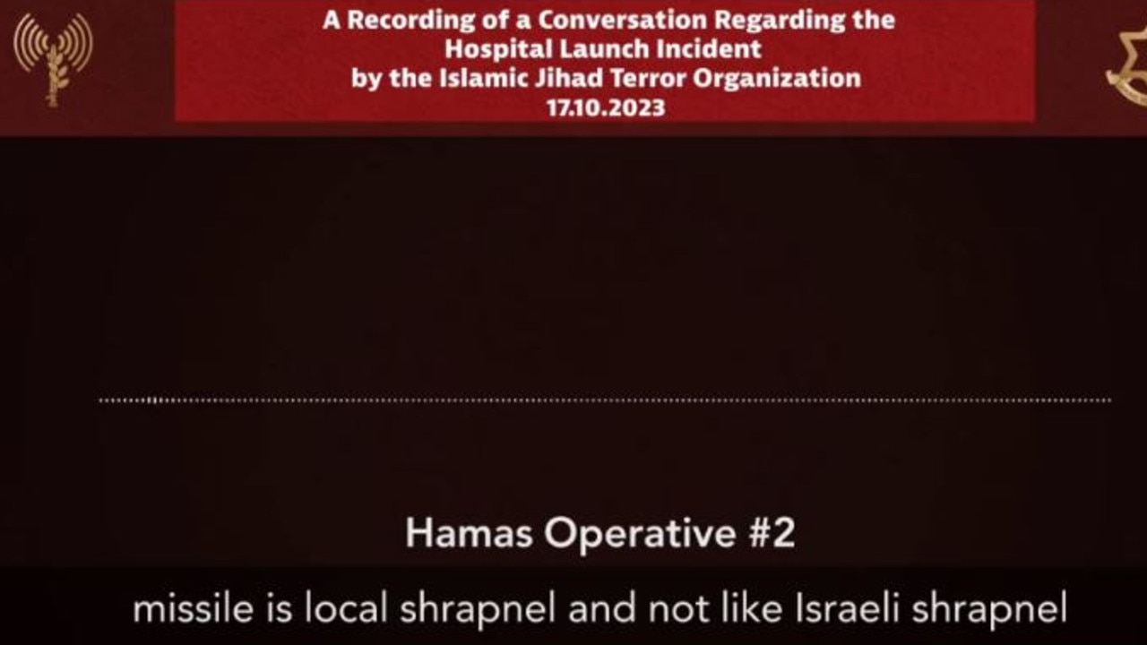 A recorded phone call between two Hamas terrorists was posted online by the Israel Defence Force. Picture: Supplied