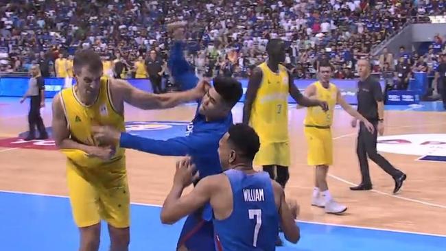 What we saw in the match was a cheap shot, followed by an intense over-reaction due to the need to protect a teammate. Picture: Fox Sports