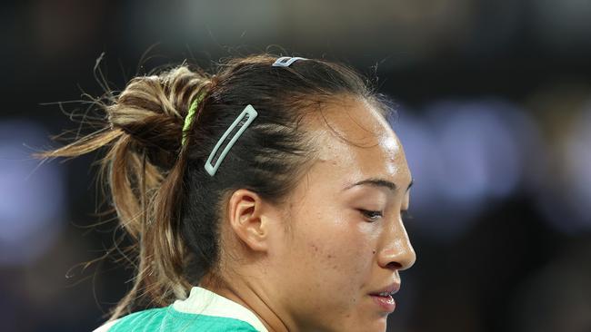 Qinwen Zheng of China looks on ahead of their Semi Final singles match against Dayana Yastremska. Picture: Cameron Spencer/Getty Images.