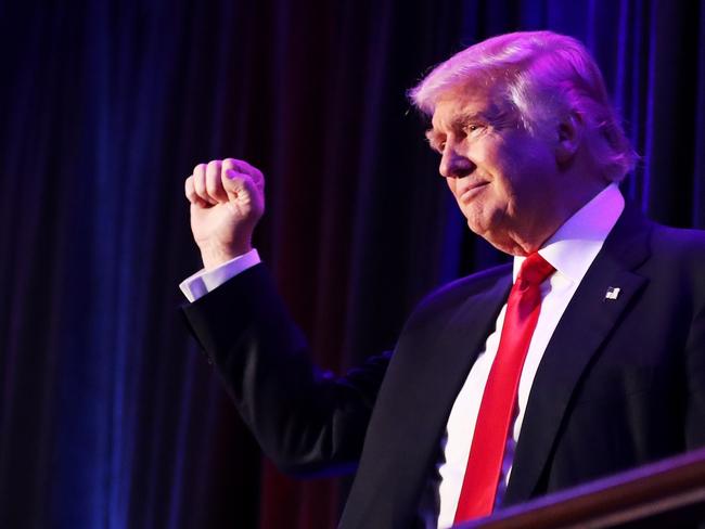 Republican president-elect Donald Trump acknowledges the crowd. Picture: Joe Raedle/Getty Images/AFP