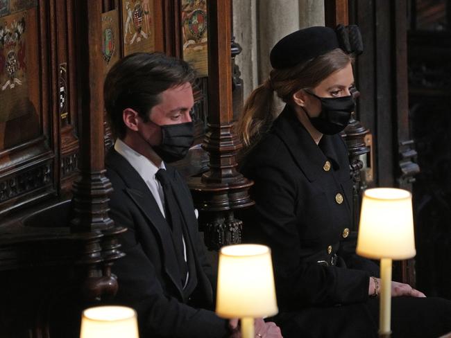 Princess Beatrice and her husband, Edoardo Mapelli Mozzi, at the funeral. Picture: Getty Images