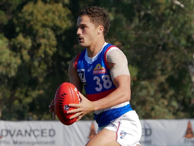 MELBOURNE, AUSTRALIA - NewsWire Photos MARCH 30, 2024: Riley Garcia in action during the VFL Round 2 match between Casey Demons and Footscray Bulldogs at Casey Fields. Picture: NCA NewsWire/Blair Jackson