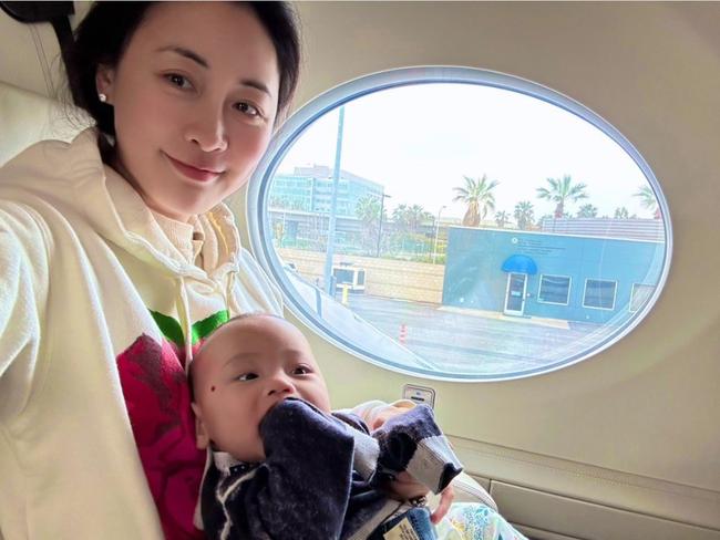 TV presenter Fu Xiaotin tweeted a picture of herself with her son last April. Picture: Twitter