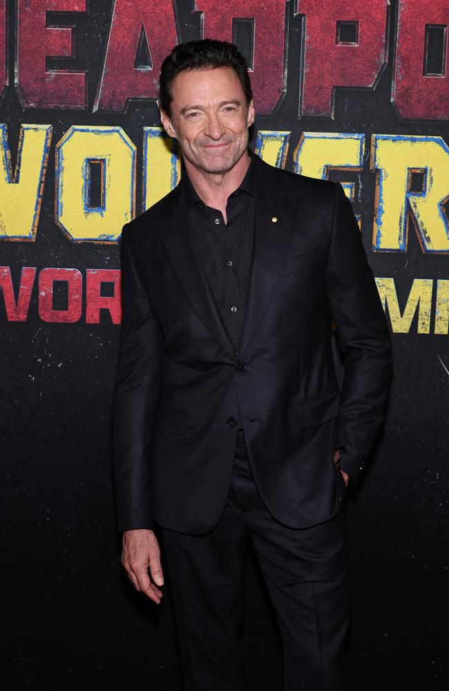 Jackman gets teased about “letting himself go” in the new Marvel flick, which includes numerous meta references to the real-world. Photo: Jamie McCarthy/Getty Images for Disney.