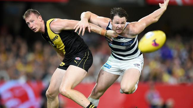 Dylan Grimes (left) played a key role in Richmond’s premiership campaign.