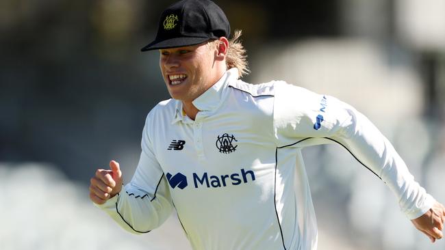 PERTH, AUSTRALIA - MARCH 22: Cooper Connolly of Western Australia chases the ball to the boundary during the day two of the Sheffield Shield Final match between Western Australia and Tasmania at WACA, on March 22, 2024, in Perth, Australia. (Photo by Will Russell/Getty Images)