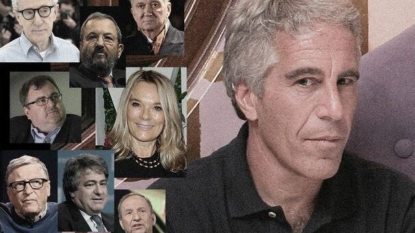 Jeffrey Epstein and some of the people he scheduled meetings with, clockwise from top left: Woody Allen, Ehud Barak, Terje Rød-Larsen, Eva Andersson-Dubin, Lawrence Summers, Leon Black, Bill Gates and Reid Hoffman. Photo illustration: Alexandra Citrin-Safadi/WSJ; Pictures: AP/Zuma Press/Getty Images/Reuters/Bloomberg