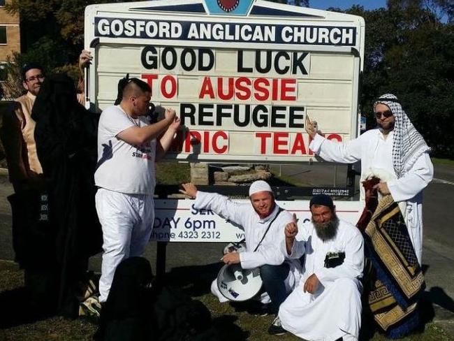 Party for Freedom members who stormed a Gosford church. Picture: Facebook