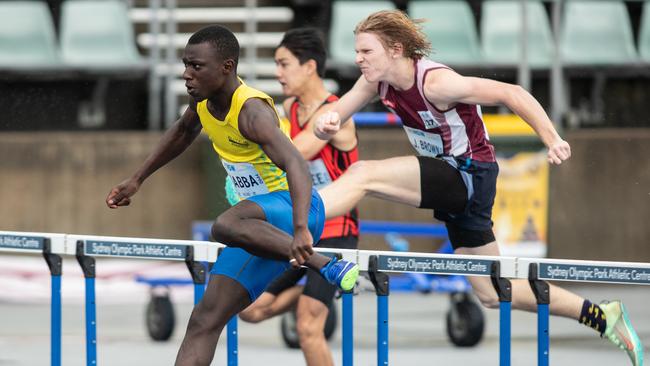 Rashid Kabba from Toongabbie in the U18 100m hurdles.