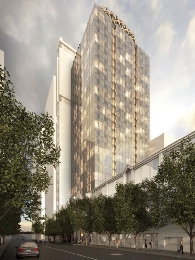 A render of the CBD skyscraper planned for 475-485 Flinders Lane. Picture: Supplied