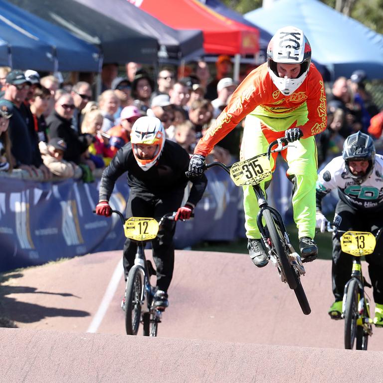 Nerang BMX national series this weekend. Photo of Dean Johnston in the 30-34 yrs mens final. Photo by Richard Gosling