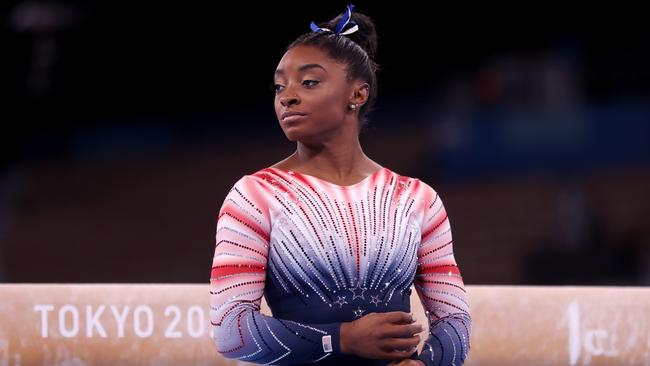 Medal-winning gymnast Simone Biles at the Tokyo 2020 Olympic Games. Picture: Laurence Griffiths/Getty Images