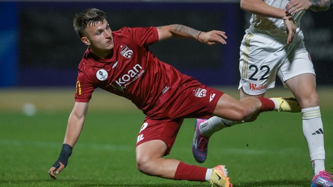 Luka Jovanovic of Adelaide United in action in Adelaide at ServiceFM Stadium. Picture: Mark Brake/Getty Images