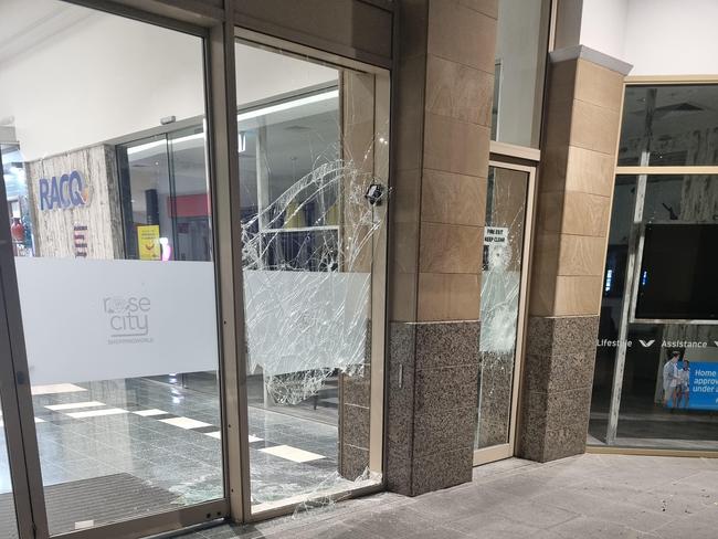 The exterior of Rose City Shoppingworld was heavily damaged during the break-in (Photo: Larissa Walsh)