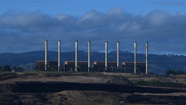 Hazelwood Power Station’s eight chimneys contain 50kg each of asbestos. Picture: AAP