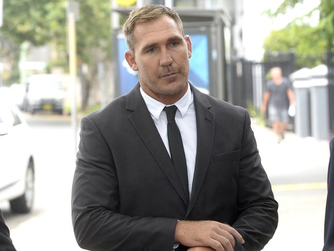 NRL player Scott Bolton arrives at Waverley Court in Sydney, Monday, January 7, 2019. The North Queensland prop, 31, remains on bail and has pleaded not guilty to the accusation he committed an indecent act against a woman in a Bondi Beach bar on a Saturday night in May 2018. (AAP Image/Jeremy Piper) NO ARCHIVE