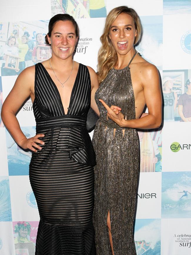 Tyler Wright and Sally Fitzgibbons at the 2016 Sally Fitzgibbons Foundation Celebration Of Women In Surf Gala Dinner.