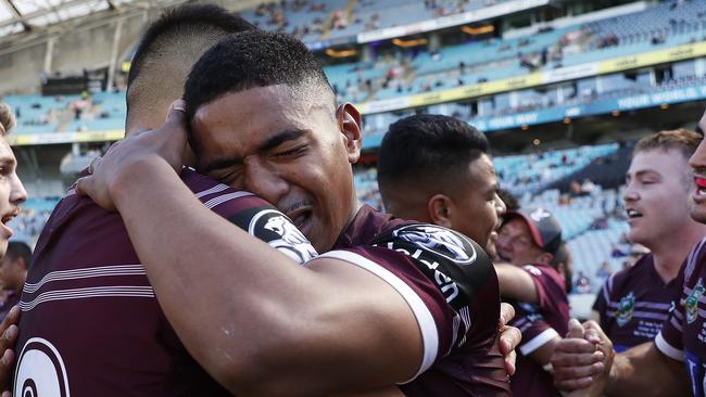 Manly rookie Manase Fainu’s future is under threat after being charged by police. Picture: Brett Costello